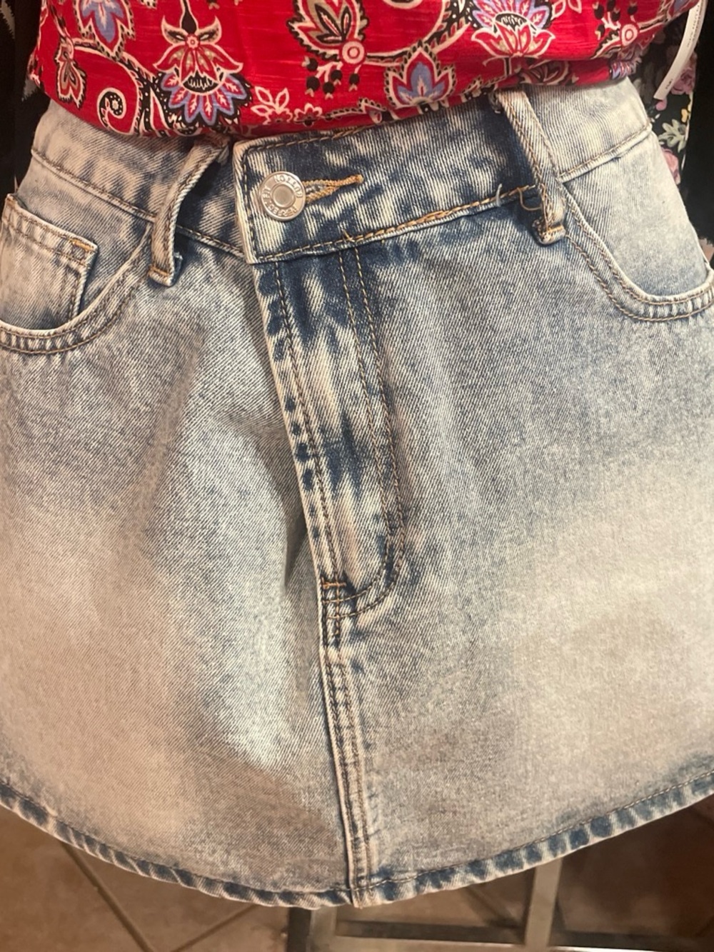 SHEIN Light Blue Washed Denim Mini Skirt